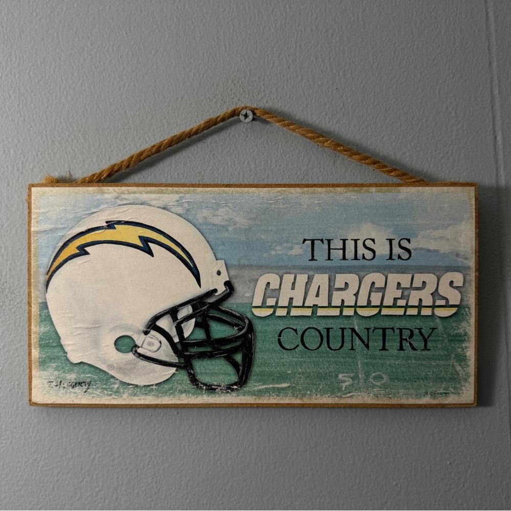 Love & Laughter “This is Charger Country” Wooden Sign. Size 5”X10”. Indoor use.